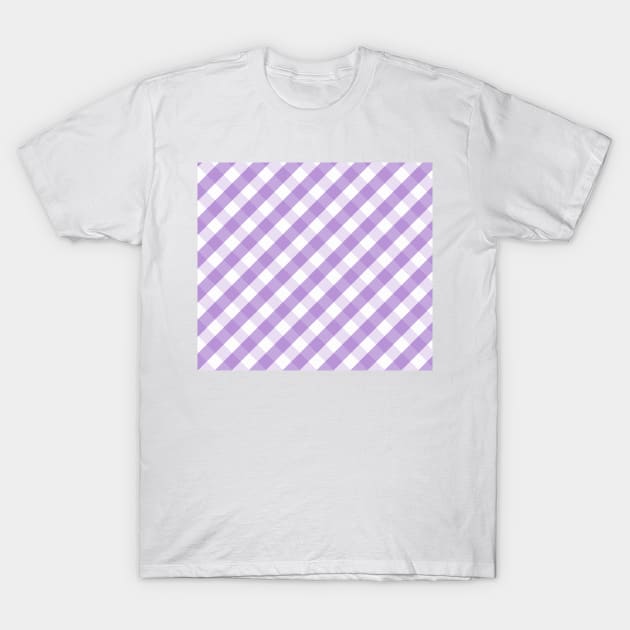 Light Purple and White Check Gingham Plaid T-Shirt by squeakyricardo